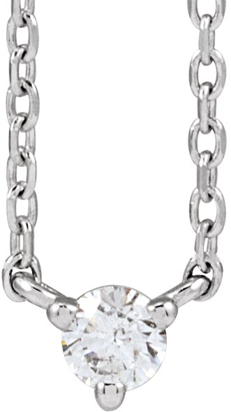 14K White .06 CT Natural Diamond 3-Prong 18 Necklace