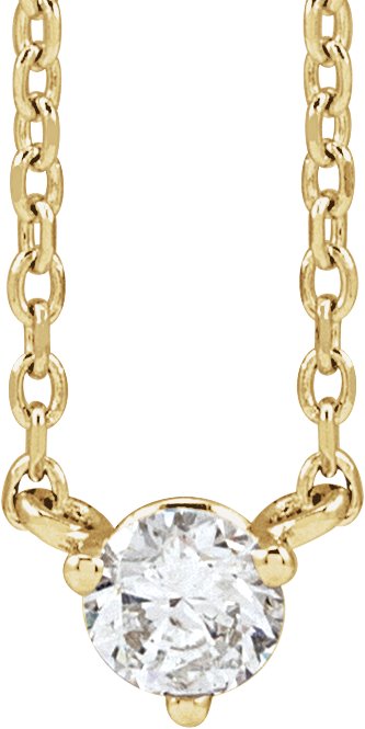 14K Yellow 1/6 CT Natural Diamond 3-Prong 18" Necklace