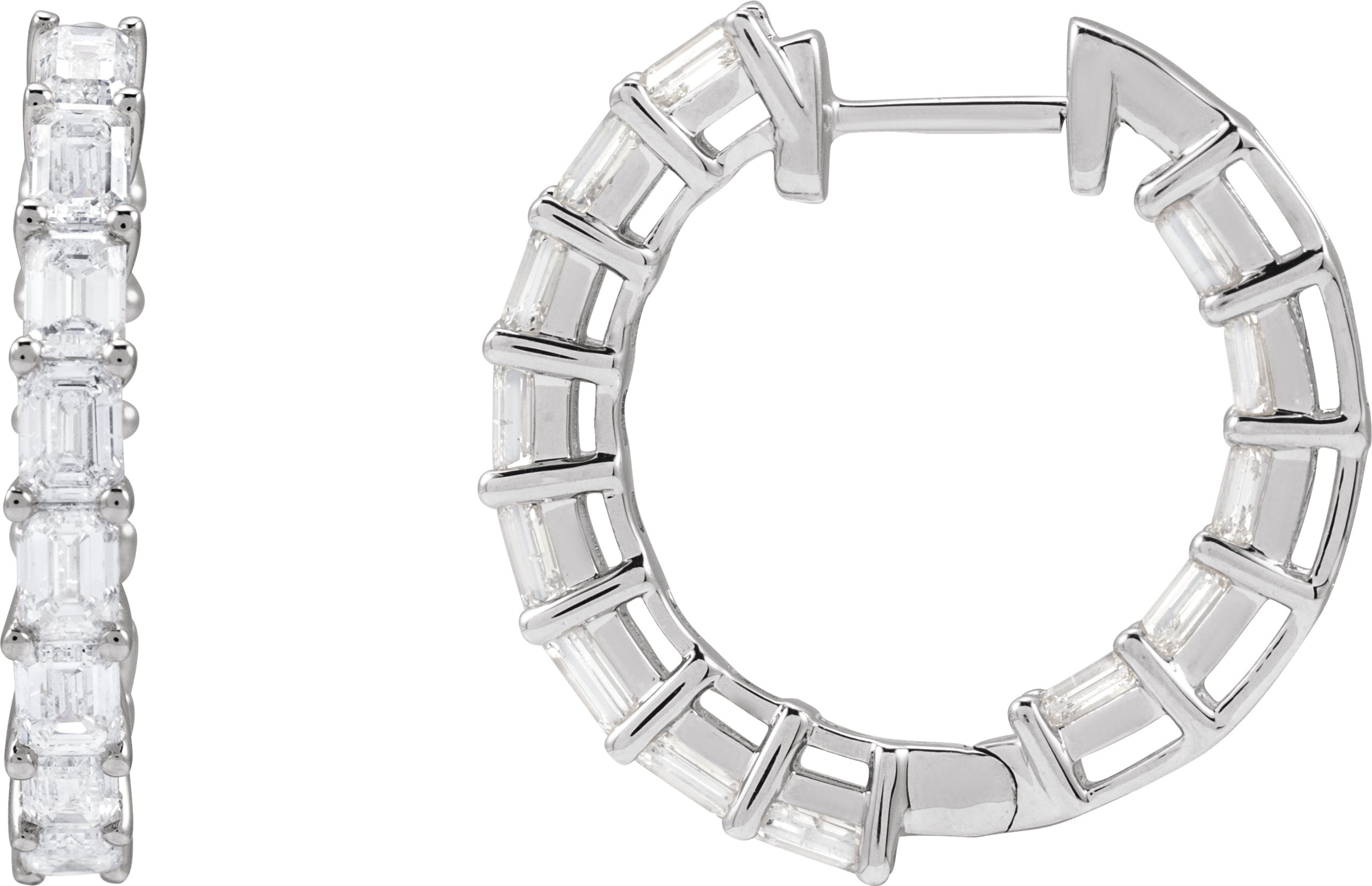 14K White 3 CTW Natural Diamond Inside-Outside 21.2 mm Hoop Earrings