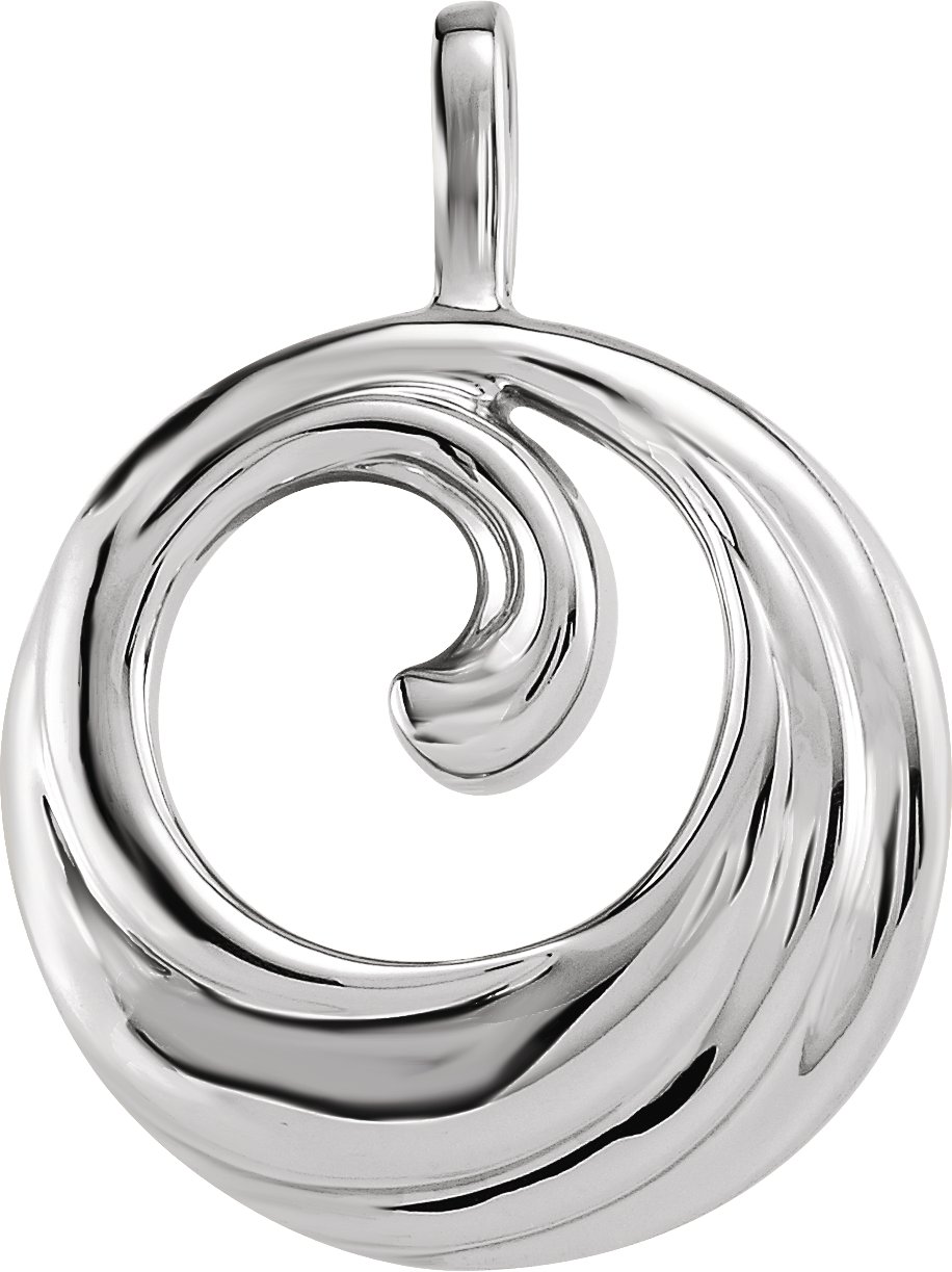 14K White Circle Pendant