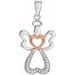 Sterling Silver &  14K Rose Gold Vermeil .006 CTW Natural Diamond Angel Pendant 