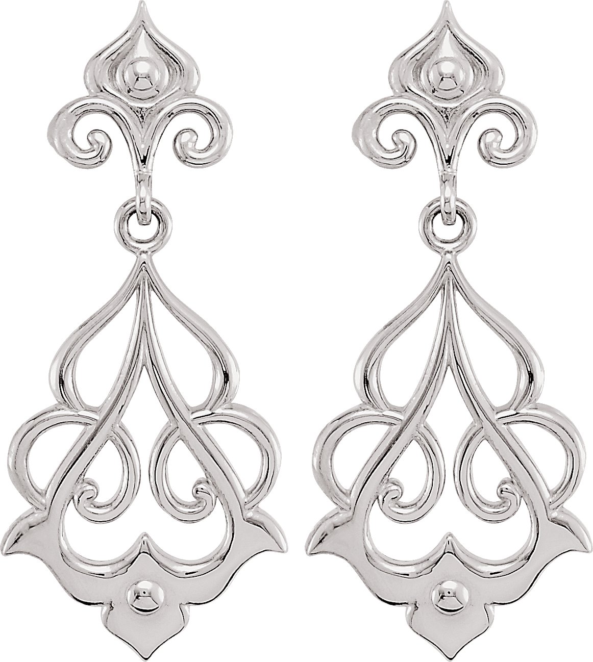 Sterling Silver 29x12.9 mm Floral Earrings