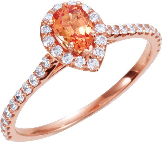 14K Rose Natural Padparadscha Sapphire & 1/3 CTW Natural Diamond Engagement Ring <br>(Size 7)