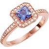 14K Rose 5x5 mm Square 1/6 CTW Natural Diamond Semi-Set Engagement Ring 