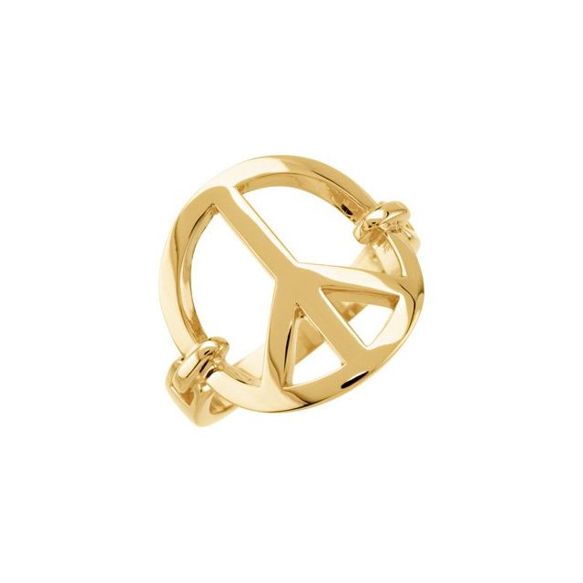 14K Rose Peace Sign Ring