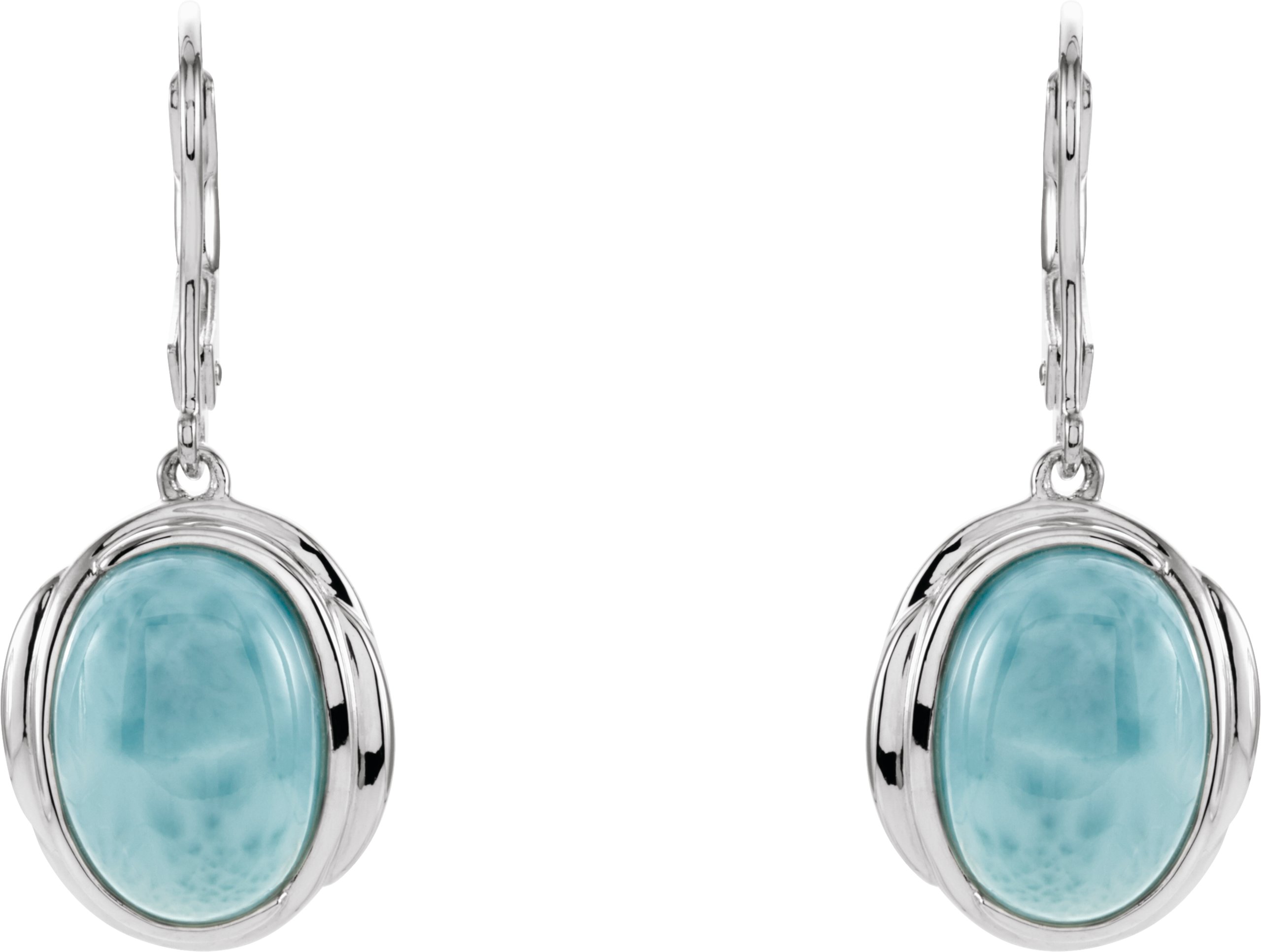 Sterling Silver Natural Larimar Earrings