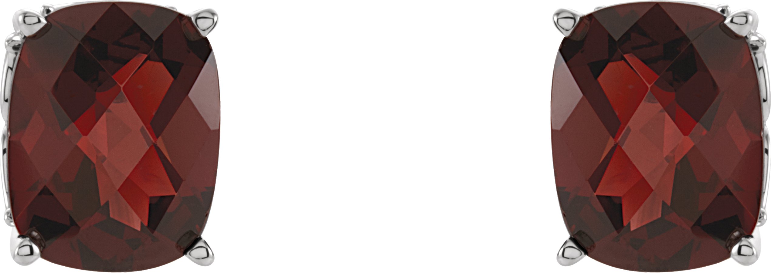 Alternative view of Natural Checkerboard Mozambique Garnet Earrings – 14K White Gold