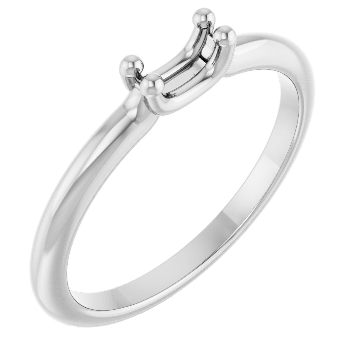 14K White 5x3 mm Oval 1-Stone Family Stackable Ring Mounting