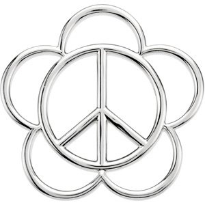 Sterling Silver 40.25x39 mm Floral Inspired Peace Sign Pendant Ref. 2663338