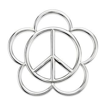 14K White 40.25x39 mm Floral Inspired Peace Sign Pendant Ref. 2663322