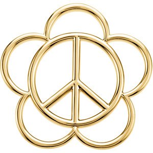 14K Yellow 40.25x39 mm Floral Inspired Peace Sign Pendant Ref. 2663324