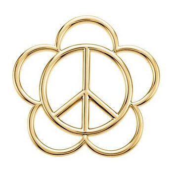 14K Yellow 40.25x39 mm Floral Inspired Peace Sign Pendant Ref. 2663324