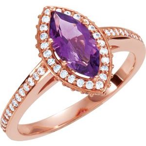 14K Rose Amethyst & 1/3 CTW Diamond Ring  