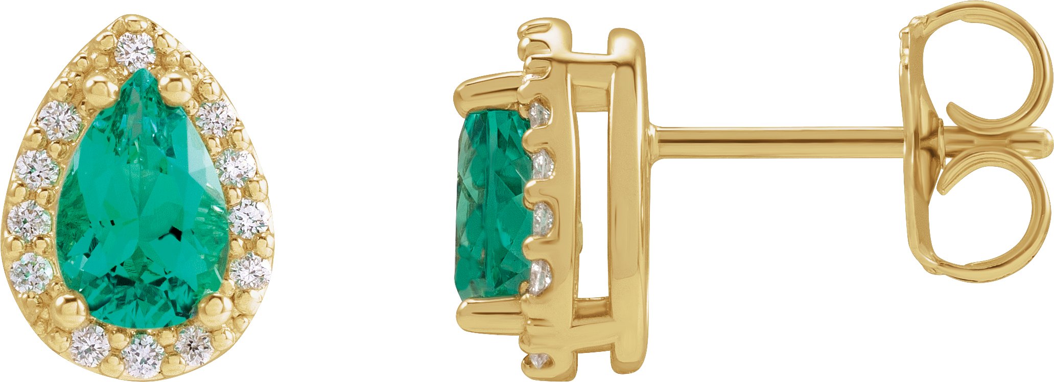 Pear 4-Prong Halo-Style Low Stud Earring