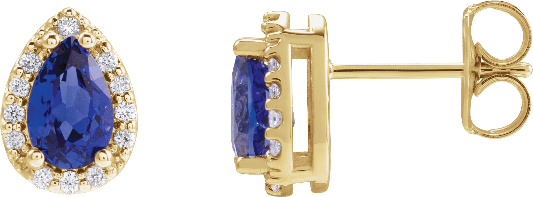 Pear 4-Prong Halo-Style Low Stud Earring