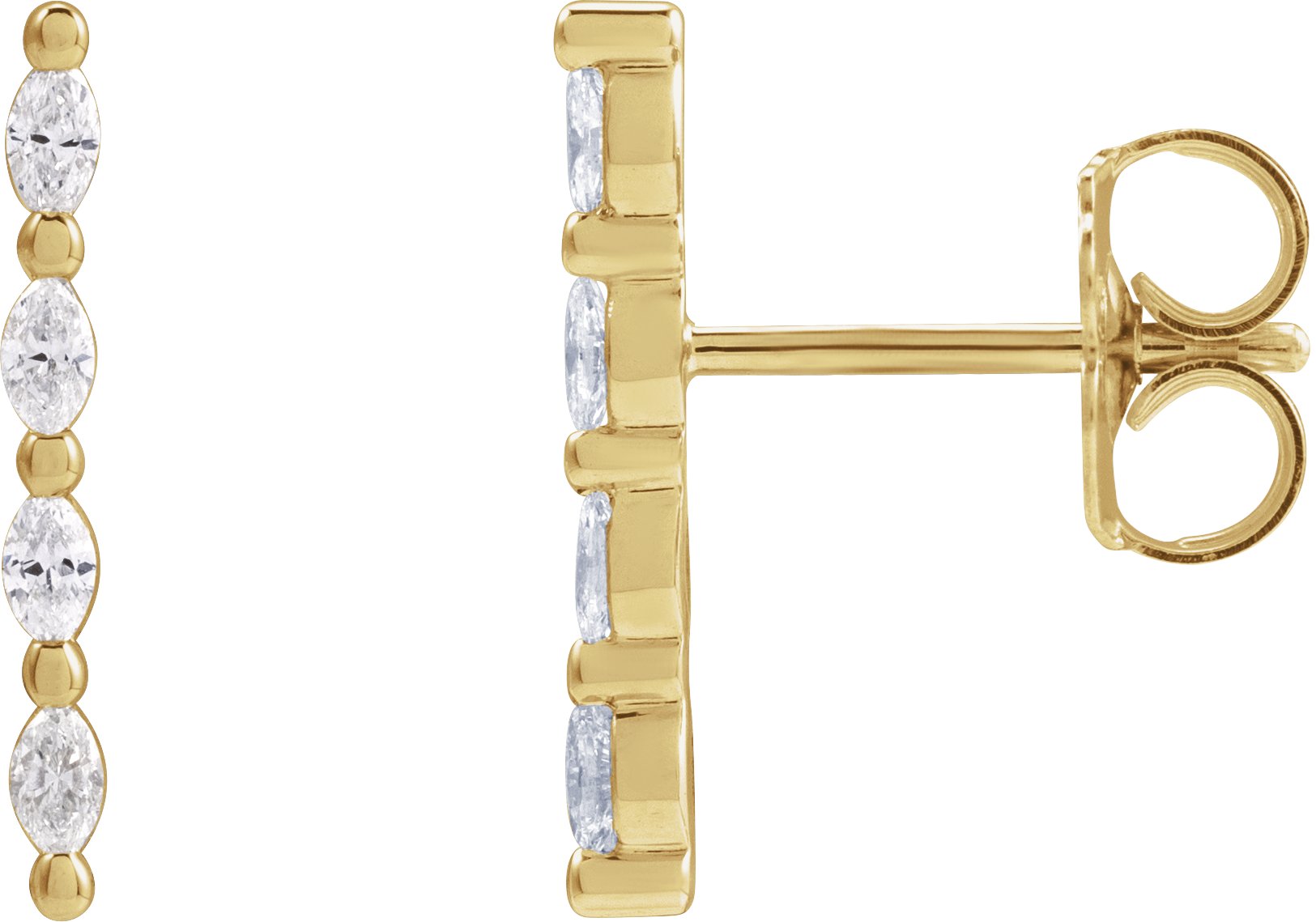 14K Yellow 1/6 CTW Natural Diamond Bar Earring