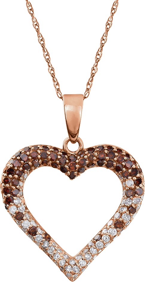 14K Rose 1/2 CTW Diamond Heart 18" Necklace