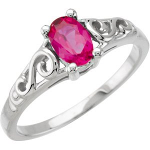 14KW July Imitation Birthstone Ring 