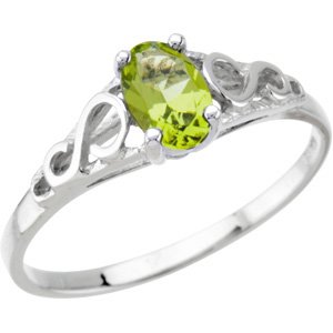 14KW August Youth Imitation Birthstone Ring