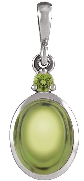 Platinum 6x4 mm Natural Peridot Pendant Ref 22462063