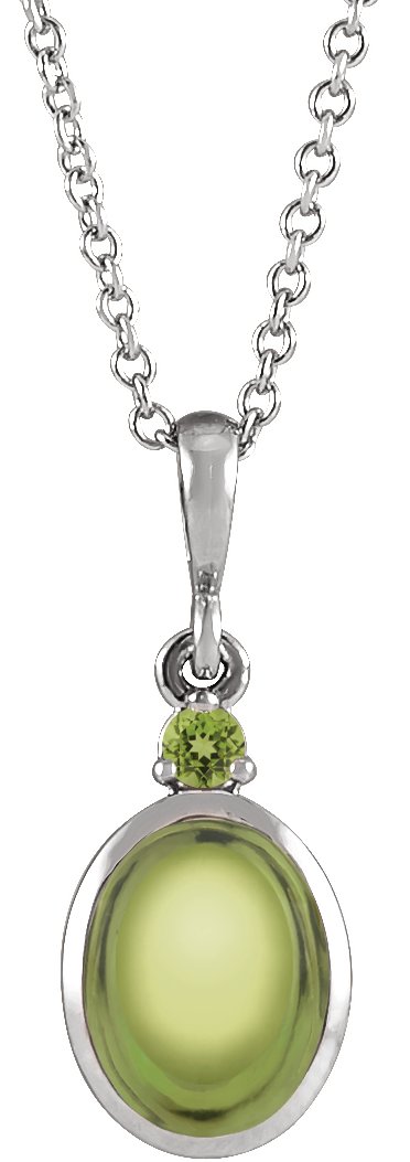 Platinum 8x6 mm Natural Peridot 16 18 inch Necklace

 Ref 22462005