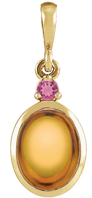 14K Yellow 6x4 mm Natural Citrine and Natural Pink Tourmaline Pendant Ref 22462034