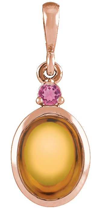 14K Rose 8x6 mm Natural Citrine and Natural Pink Tourmaline Pendant Ref 22462040