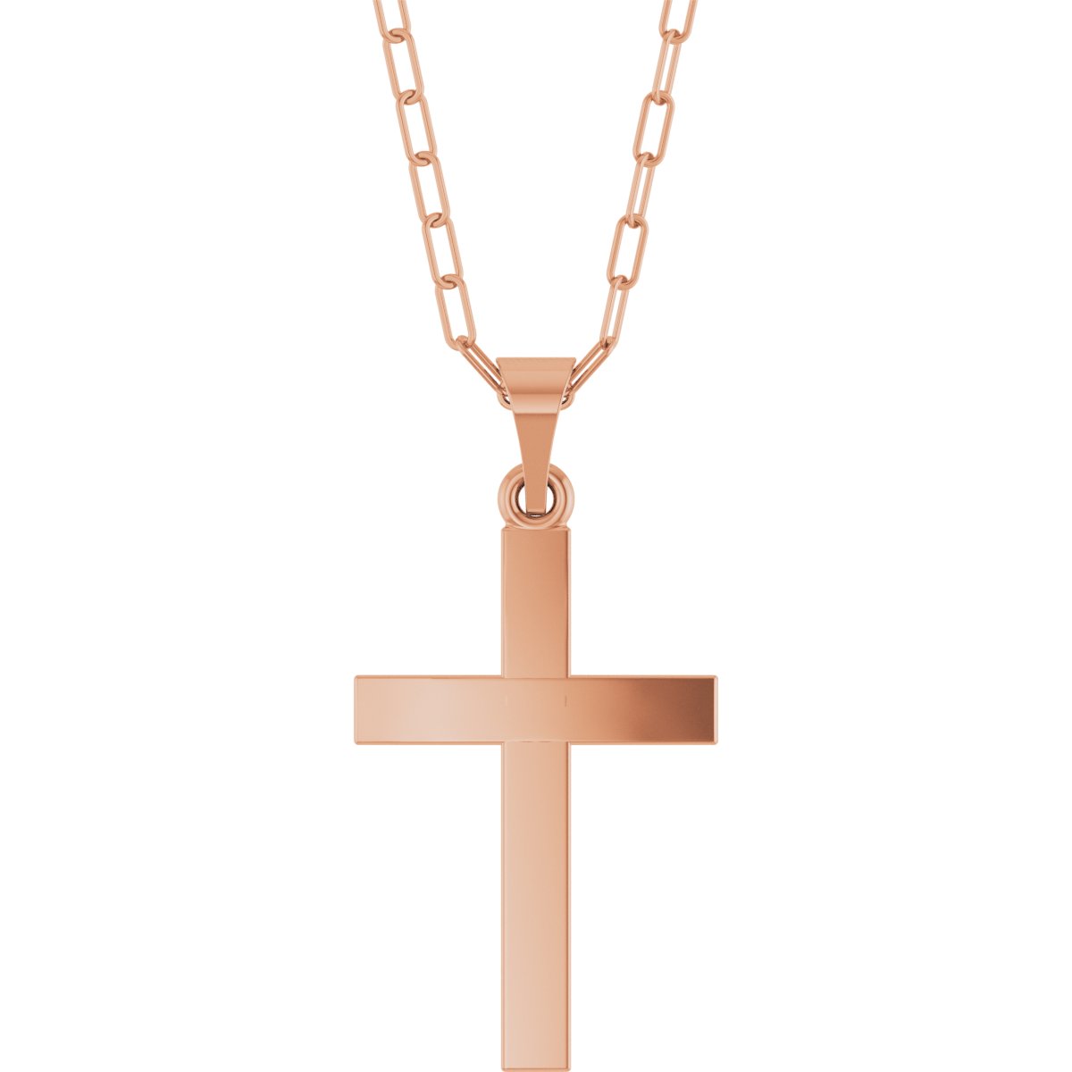 14K Rose Cross and Paperclip Style Chain 18 inch Necklace Ref 22614634