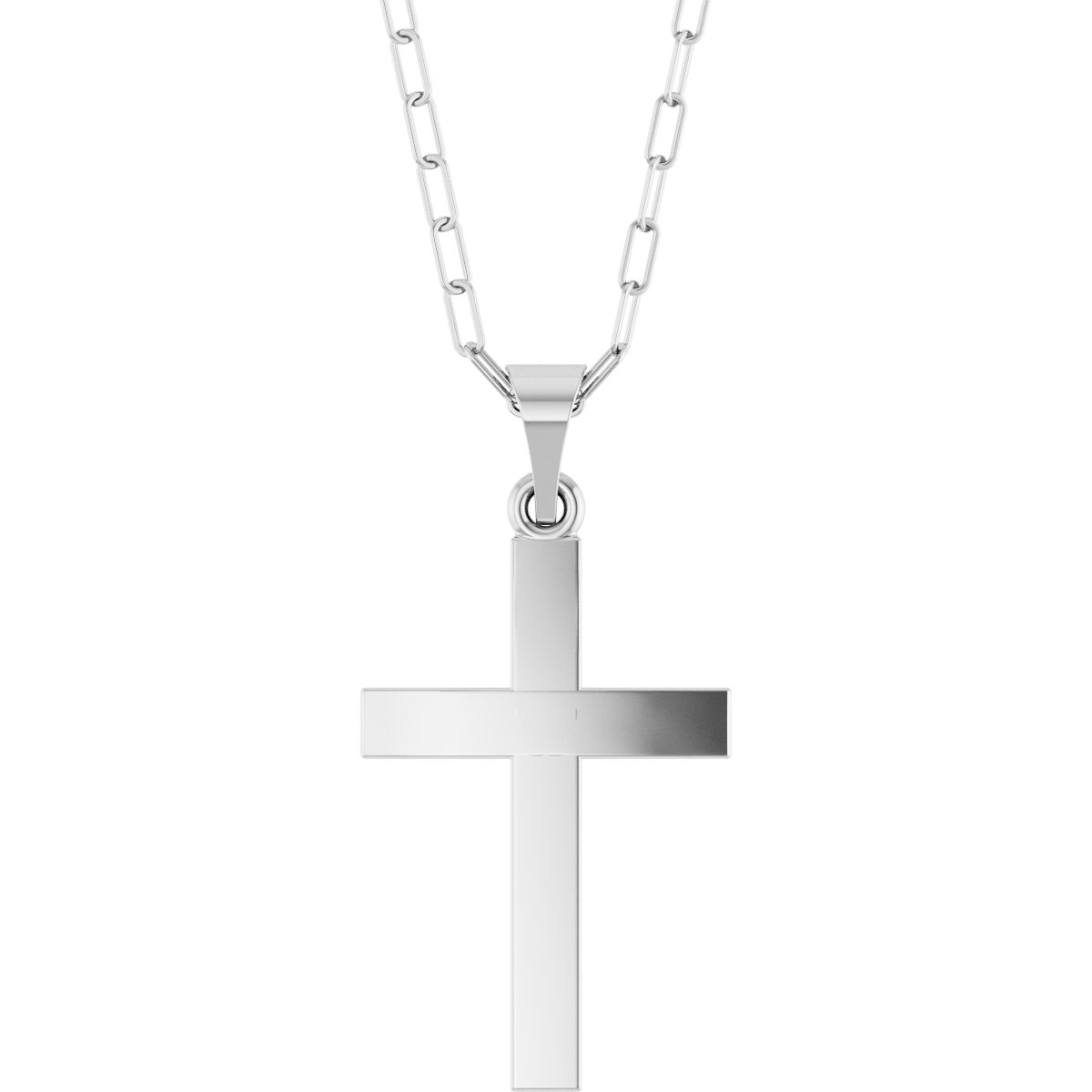 14K White Cross and Paperclip Style Chain 18 inch Necklace Ref 22614632