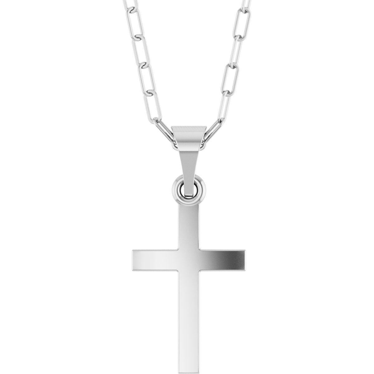 Sterling Silver Cross and Paperclip Style Chain 18 inch Necklace Ref 22614622