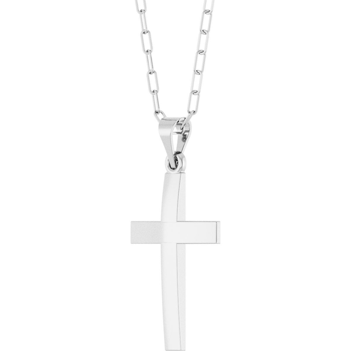 Sterling Silver Cross & Paperclip-Style Chain 18 Necklace