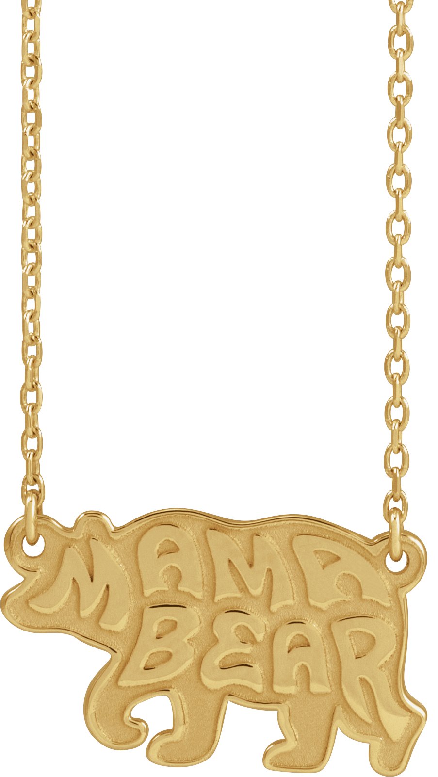 14K Yellow Mama Bear 18" Necklace