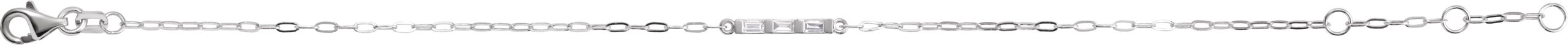 14K White 1/6 CTW Natural Diamond Three-Stone Bar 6-7 1/2 Link Bracelet