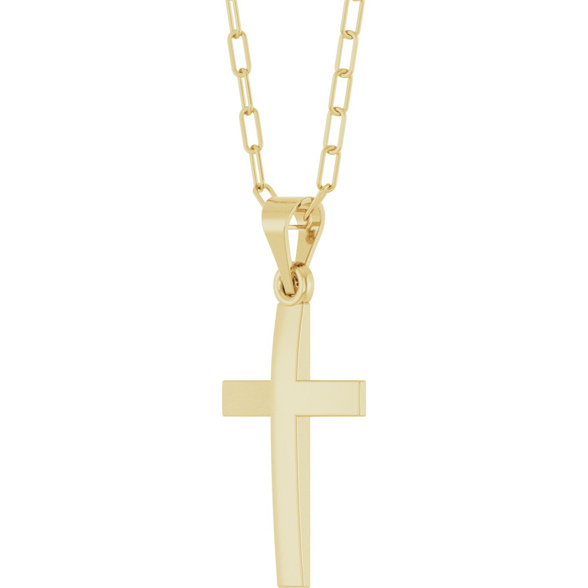 14K Yellow Cross & Paperclip-Style Chain 18 Necklace