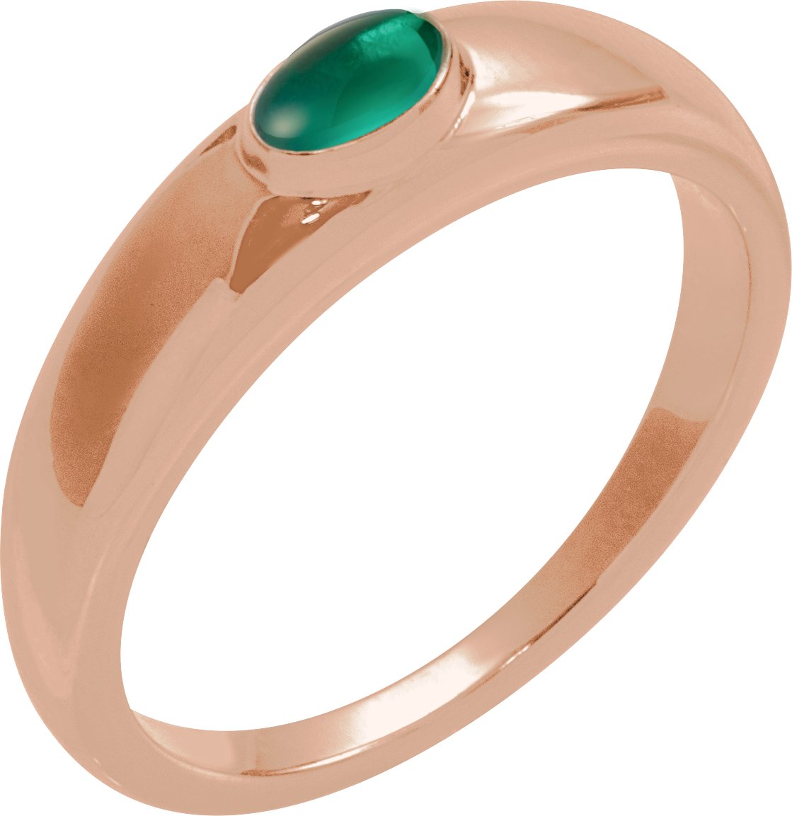 14K Rose Natural Emerald Dome Ring Ref 22464396