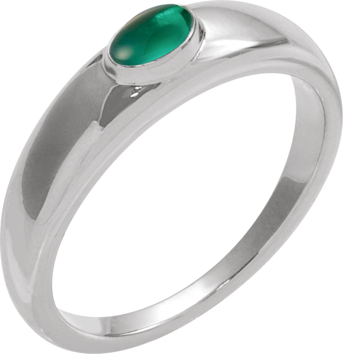 14K White Natural Emerald Dome Ring Ref 22464397