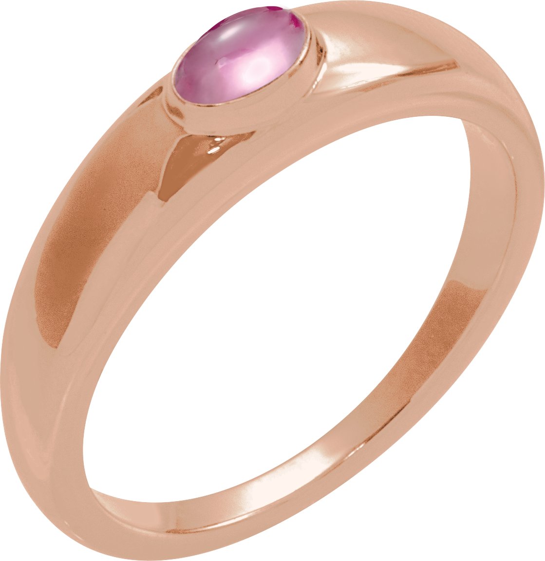 14K Rose Natural Pink Tourmaline Dome Ring Ref 22464408