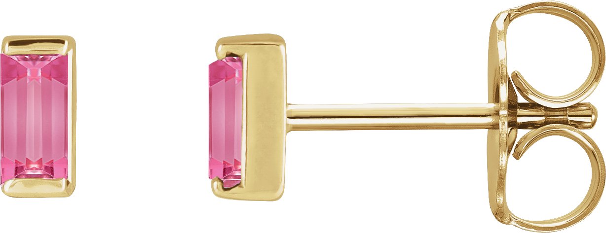 14K Yellow Natural Pink Tourmaline Earrings