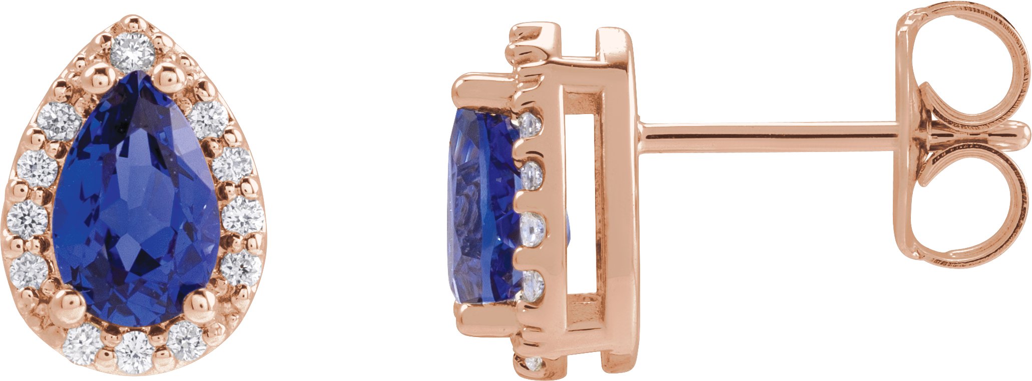 Pear 4-Prong Halo-Style Low Stud Earring