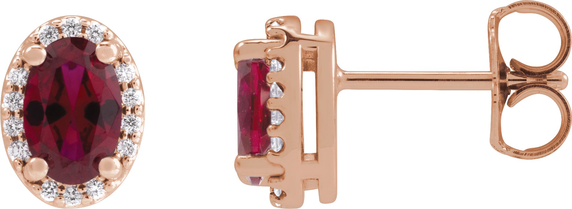 Oval 4-Prong Halo-Style Low Stud Earring
