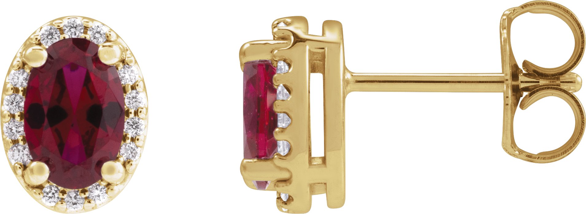 Oval 4-Prong Halo-Style Low Stud Earring