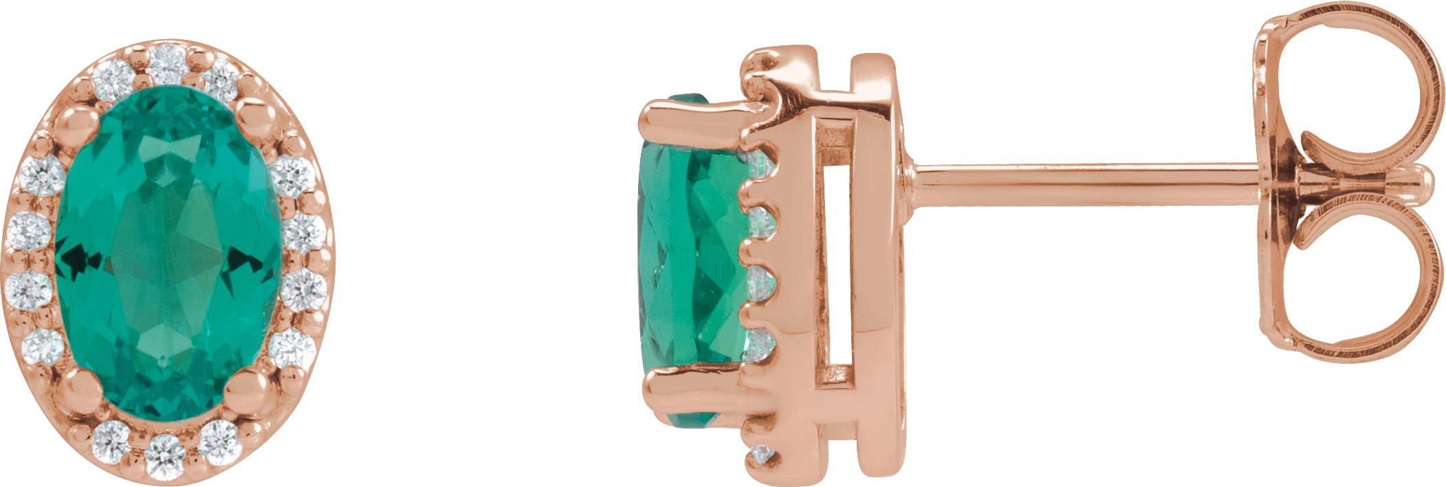 Oval 4-Prong Halo-Style Low Stud Earring