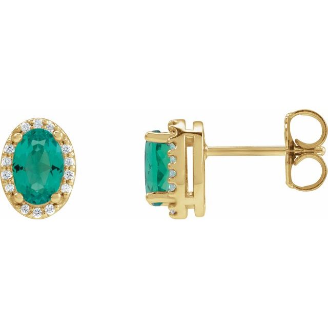 Sterling Silver Oval Gemstone & .025 CTW Diamond Halo-Style Earrings Sterling Silver Oval Gemstone & .025 CTW Diamond Halo-Style Earrings