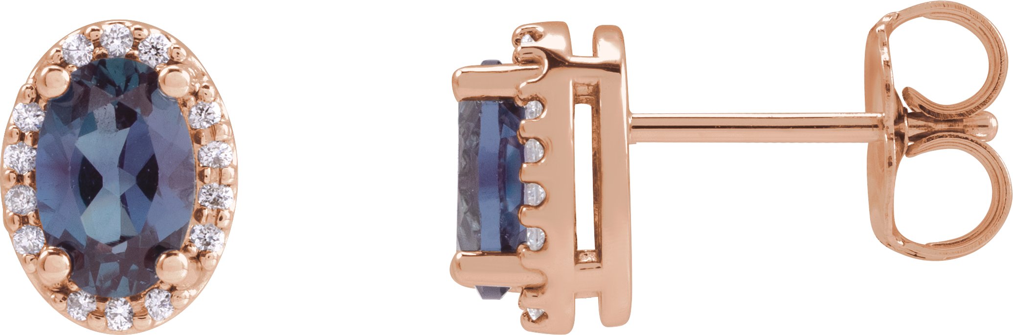 Oval 4-Prong Halo-Style Low Stud Earring