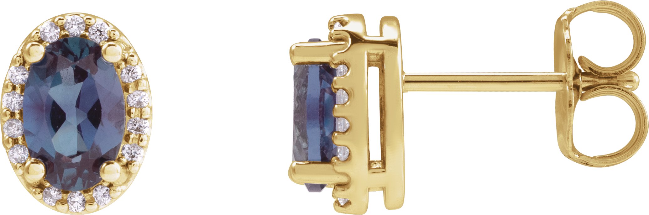 Oval 4-Prong Halo-Style Low Stud Earring
