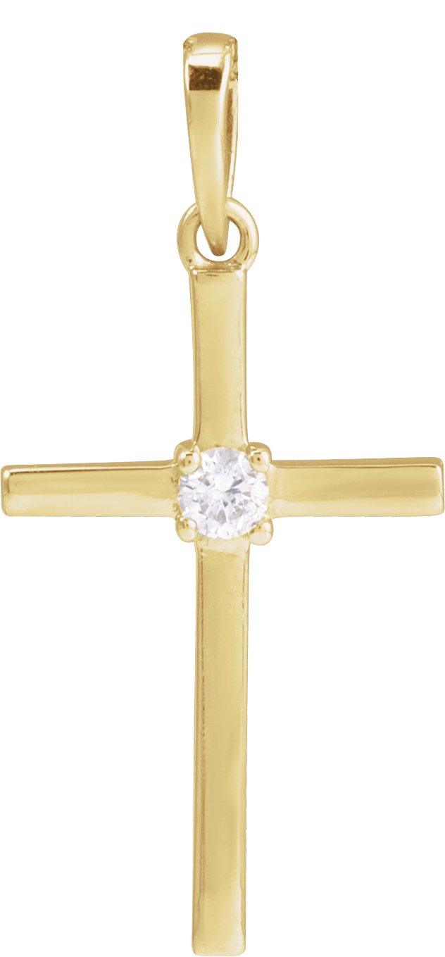 14K Yellow .10 CT Natural Diamond Cross Pendant Ref 20256938