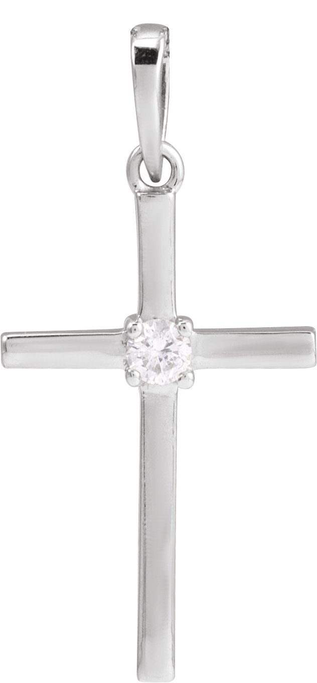 Sterling Silver .06 CT Natural Diamond Cross Pendant Ref 19210736