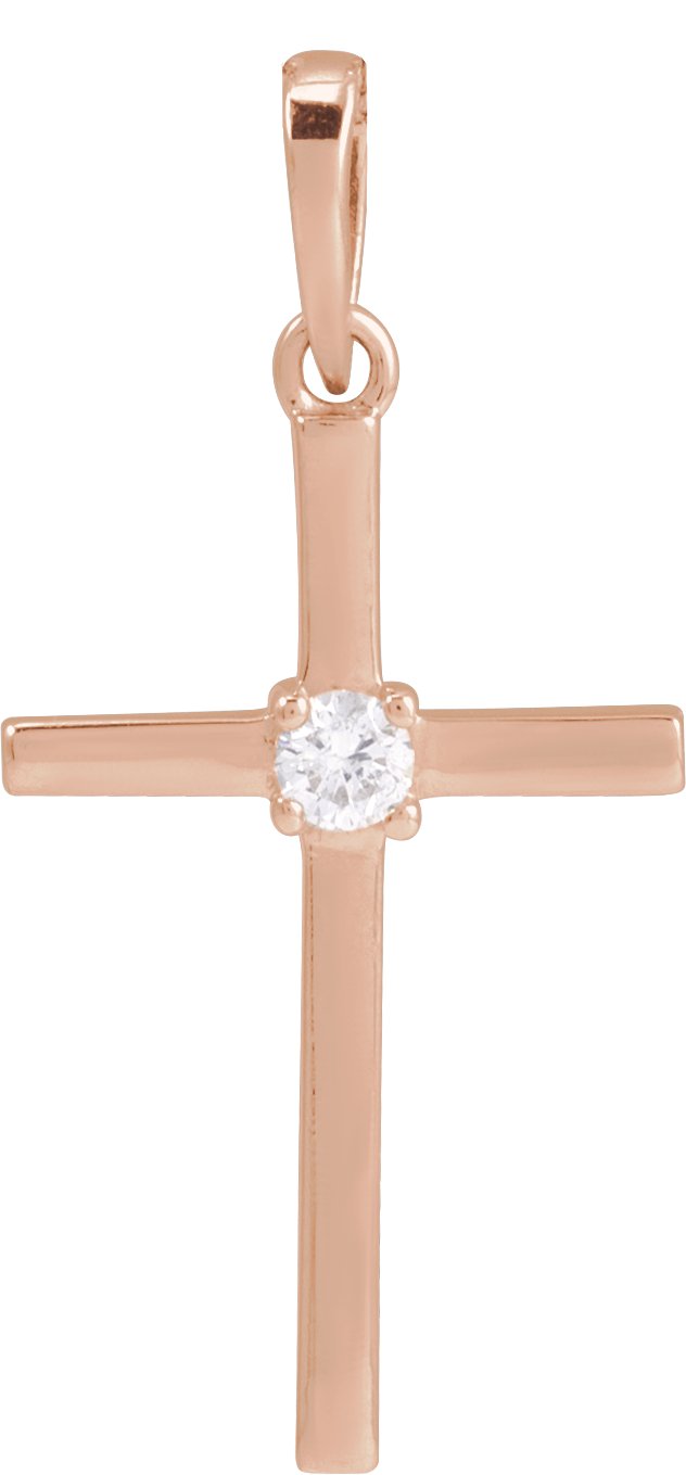 14K Rose .06 CT Natural Diamond Cross Pendant Ref 19210764