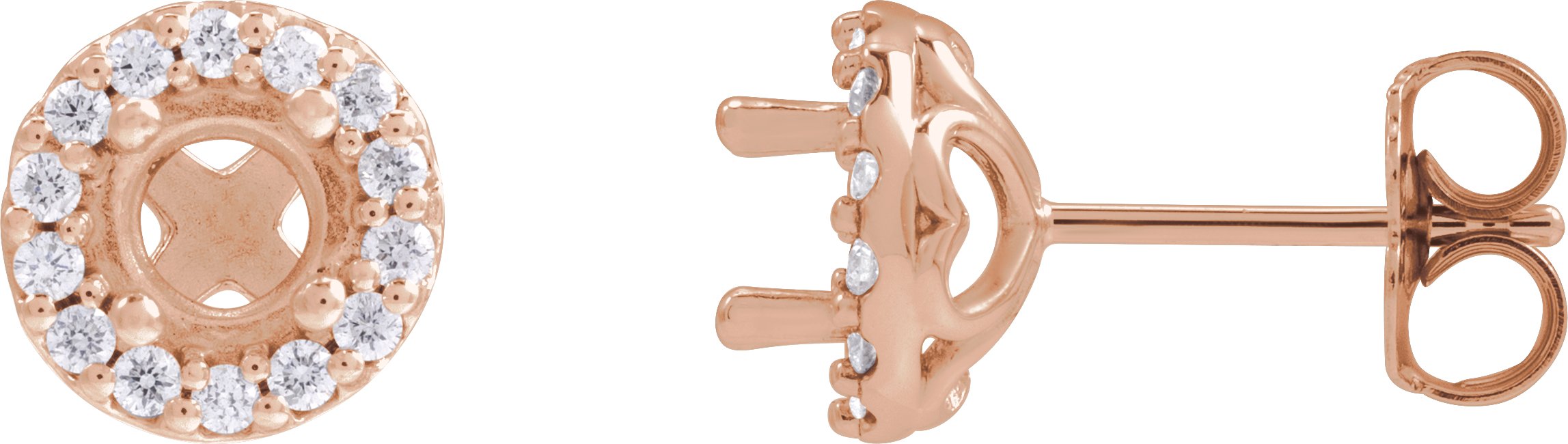 Round 4-Prong Halo-Style Earrings