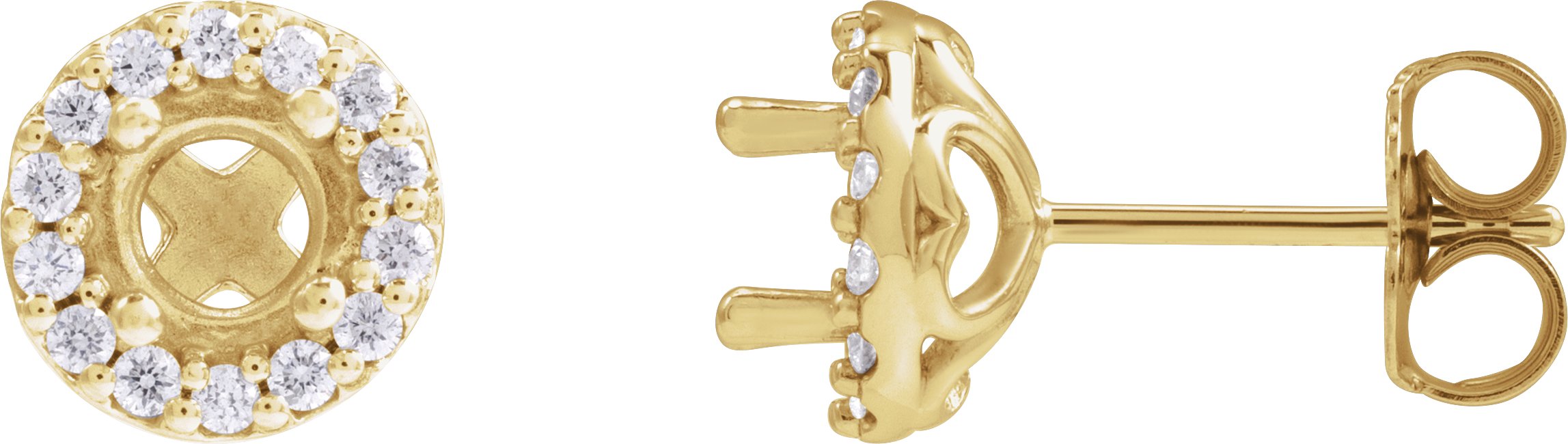 Round 4-Prong Halo-Style Earrings